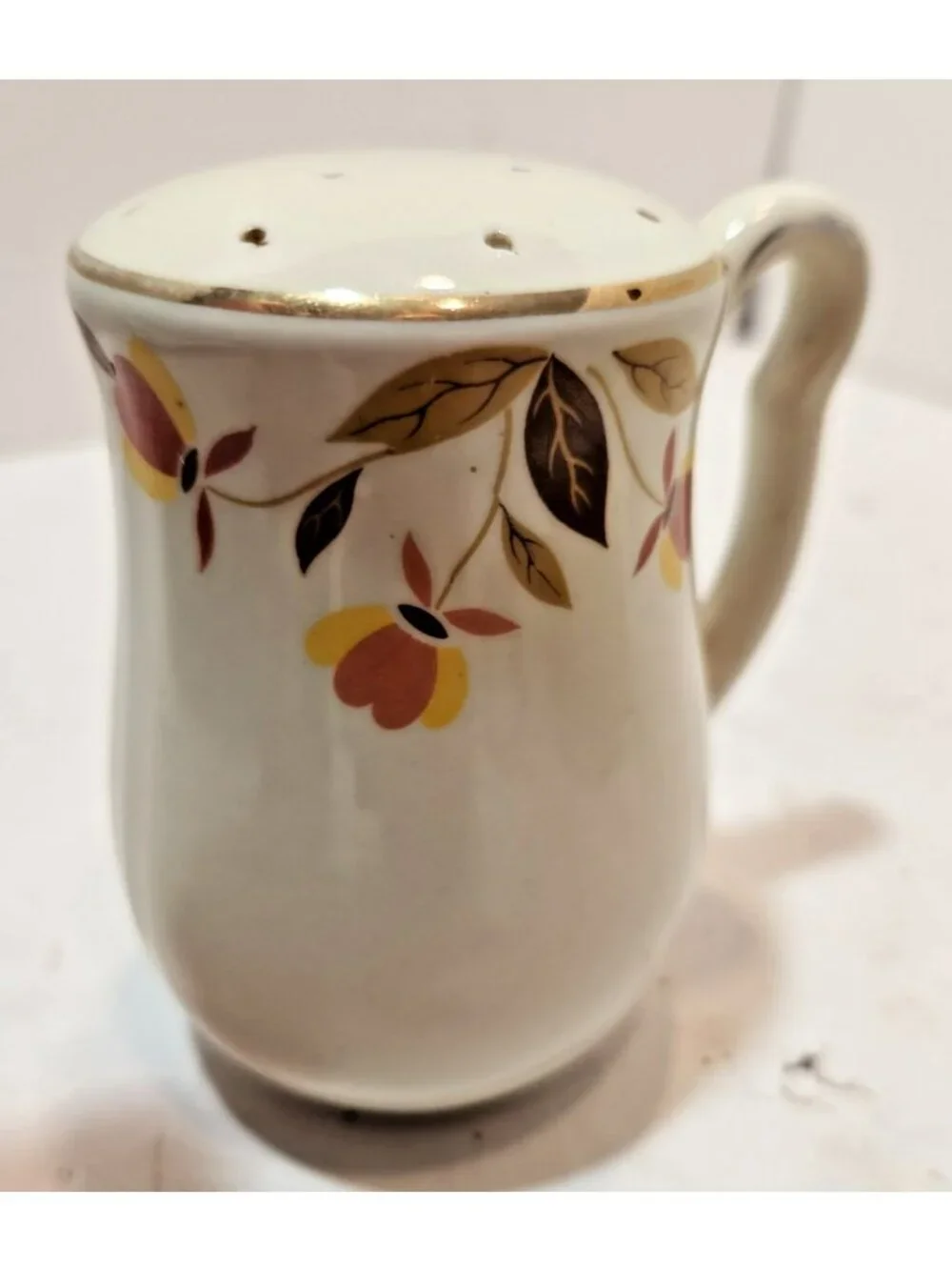 Vtg Hall Autumn Leaf Left Right Handled Salt & Pepper Range Set Mary Dunbar